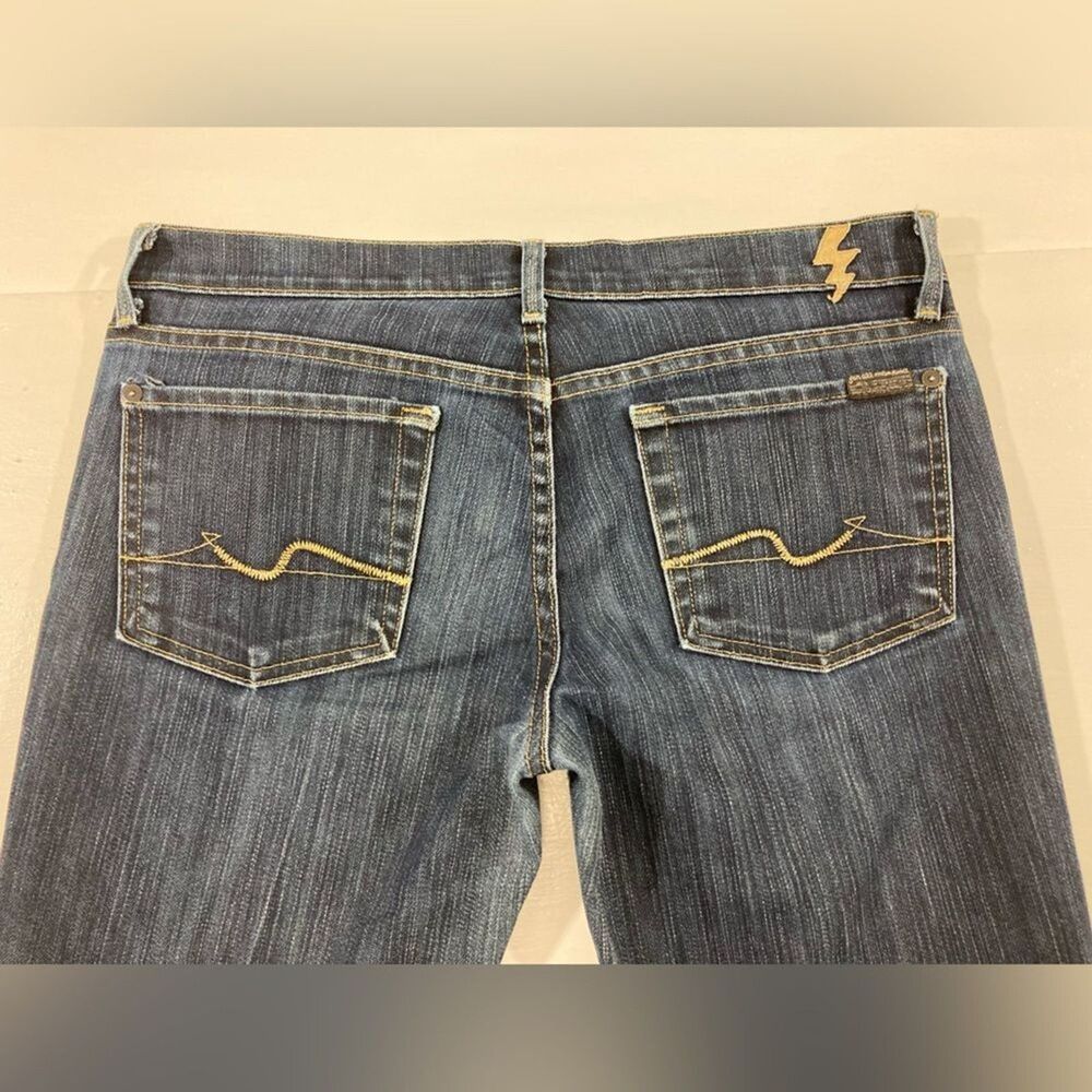 7 For All Mankind Gold Digger Jeans Womens 29 Blue Low Rise Straight Designer - Picture 5 of 12